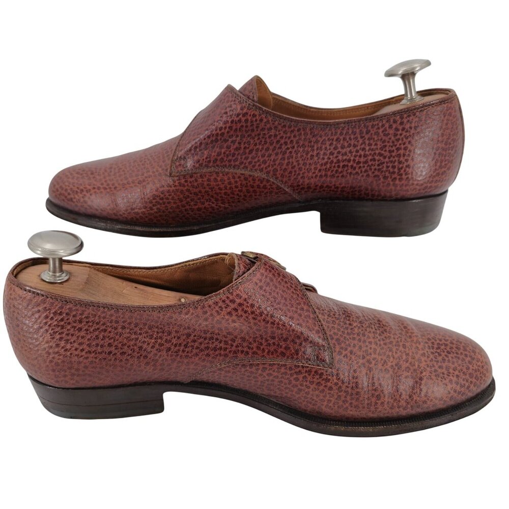 Principe Di Bologna Italy Vintage Mens 12 Brown Pebble Grain Monk Dress Shoes 45 - Picture 7 of 10